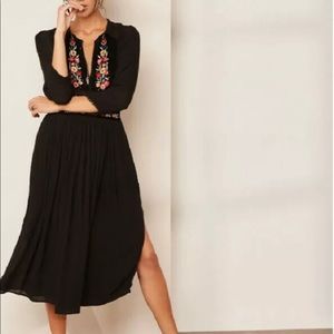 Free people embroidered gypsy dress black spell